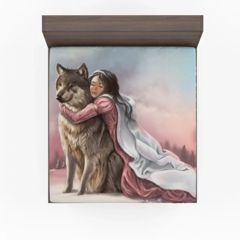 Little Girl and Wolf Unbreakable Bond Fitted Sheet 1