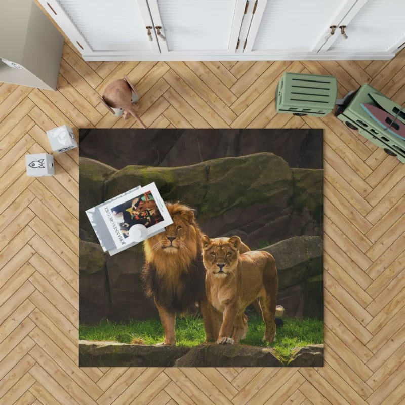 Loving Lion Pair Regal Bond Rug