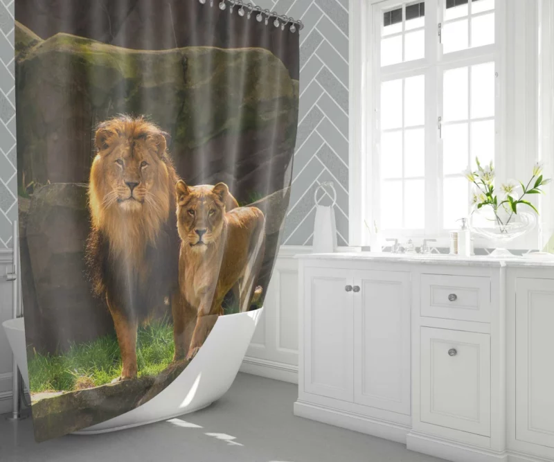 Loving Lion Pair Regal Bond Shower Curtain 1