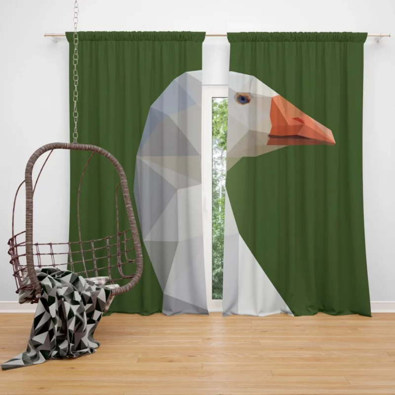 Low Poly Goose Geometric Grace Aerial Beauty Curtain