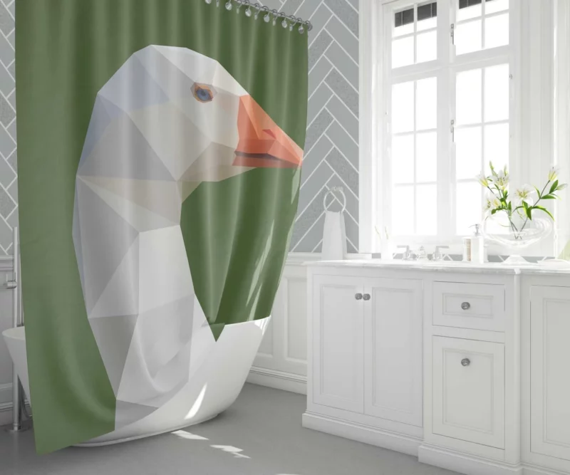 Low Poly Goose Geometric Grace Aerial Beauty Shower Curtain 1