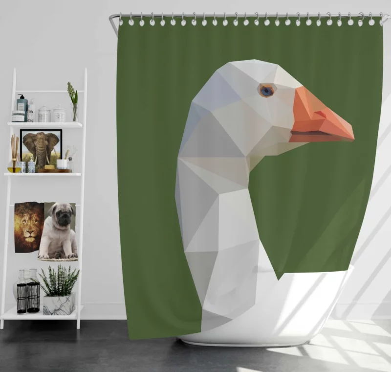 Low Poly Goose Geometric Grace Aerial Beauty Shower Curtain