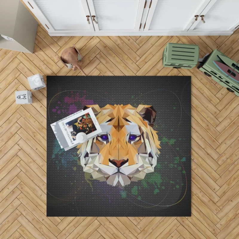 Low Poly Tiger Abstract Elegance Rug