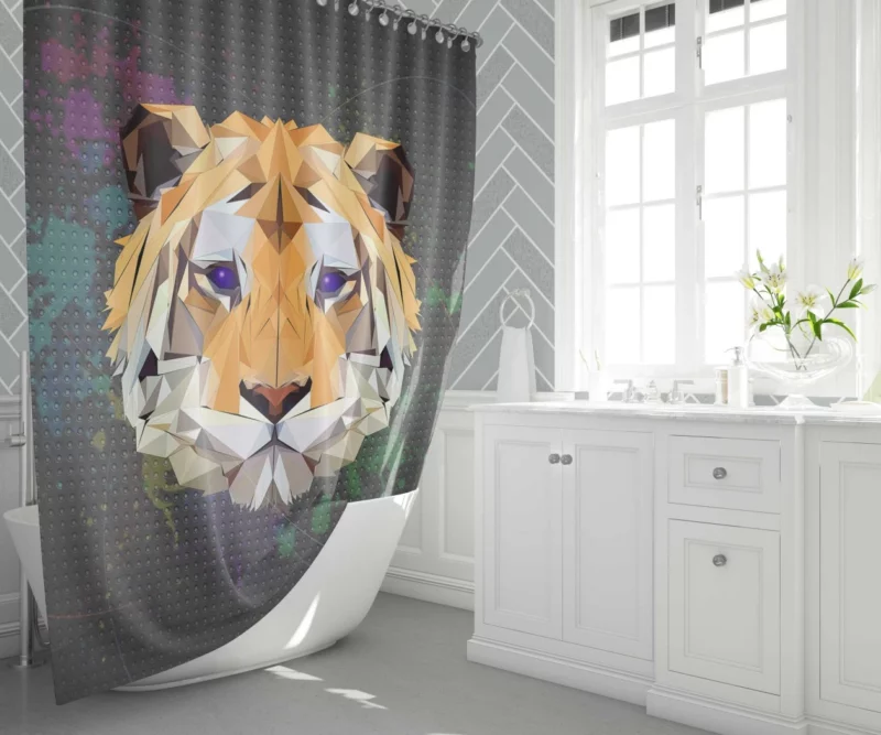 Low Poly Tiger Abstract Elegance Shower Curtain 1