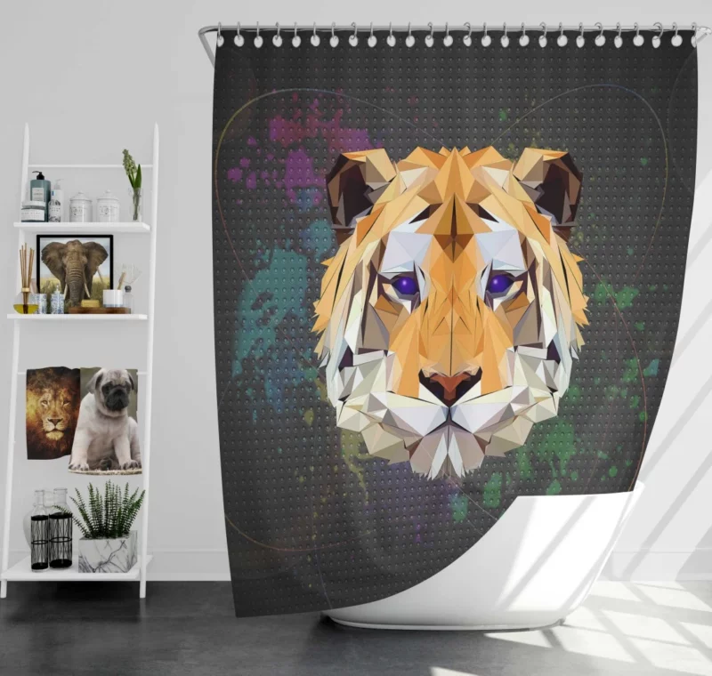 Low Poly Tiger Abstract Elegance Shower Curtain