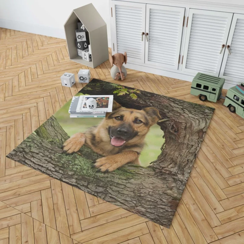 Loyal German Shepherd Furry Guardian Rug 1