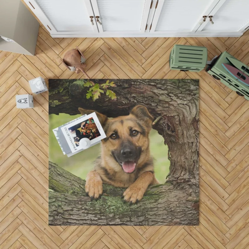 Loyal German Shepherd Furry Guardian Rug