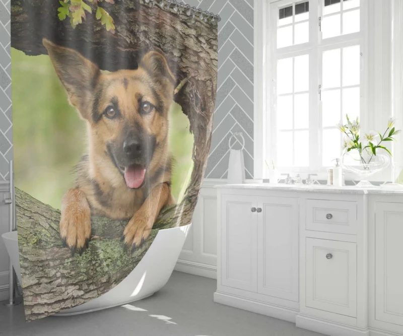 Loyal German Shepherd Furry Guardian Shower Curtain 1