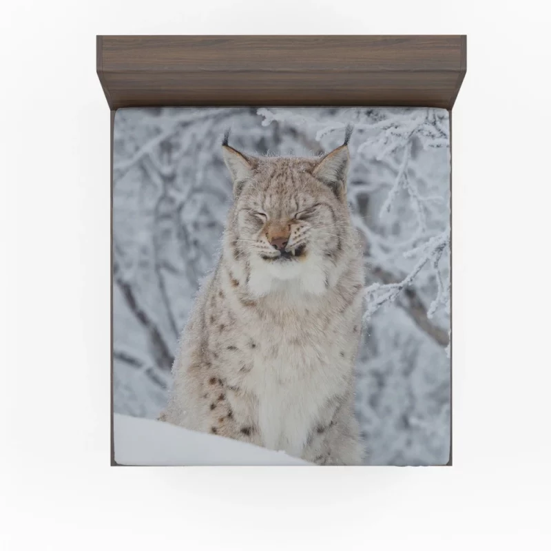 Lynx in Snow Winter Whimsy Fitted Sheet 1