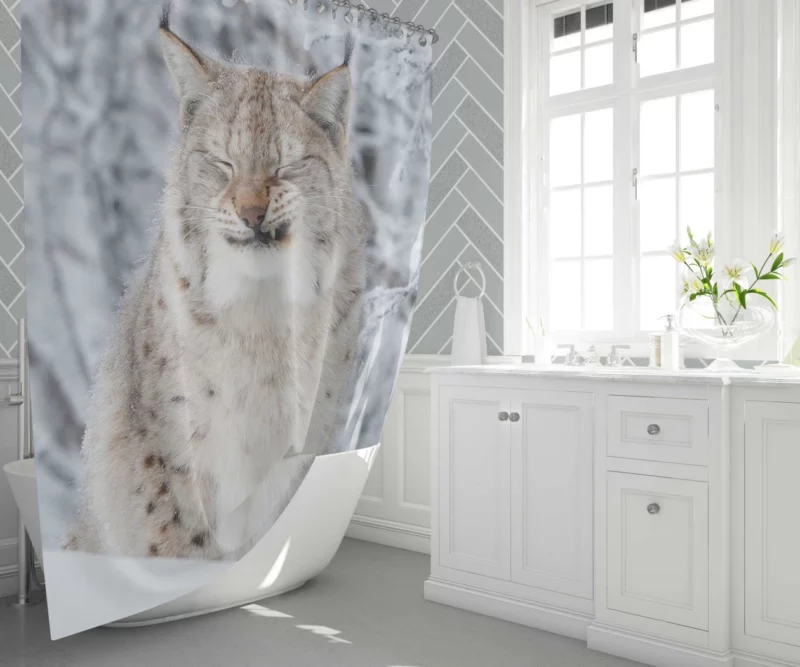 Lynx in Snow Winter Whimsy Shower Curtain 1