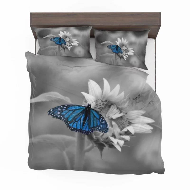 Macro Blue Butterfly Floral Elegance Bedding Set 1