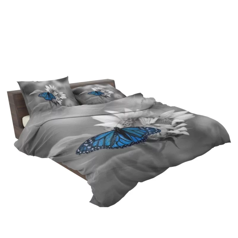 Macro Blue Butterfly Floral Elegance Bedding Set 2