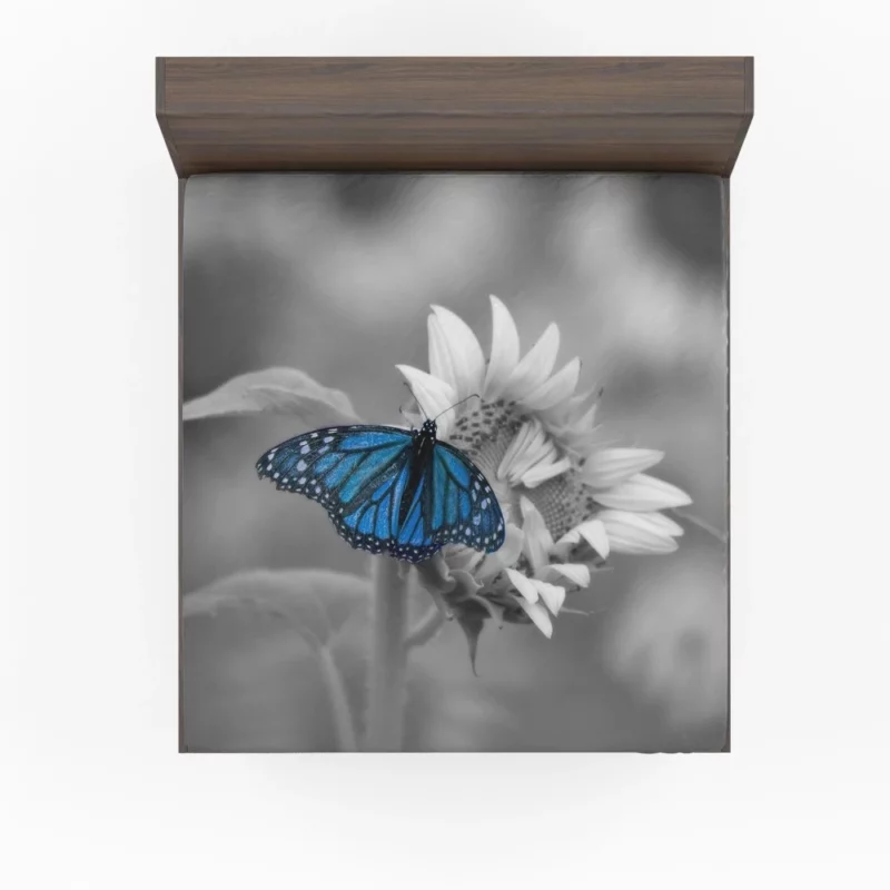 Macro Blue Butterfly Floral Elegance Fitted Sheet 1