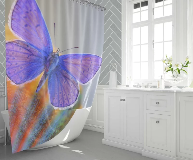 Macro View The Elegance of a Blue Butterfly Shower Curtain 1