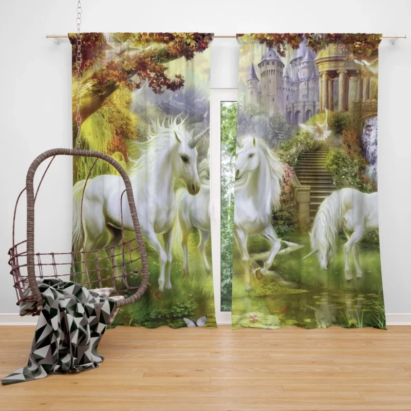 Magical Unicorn Forest Fantasy Wonderland Curtain