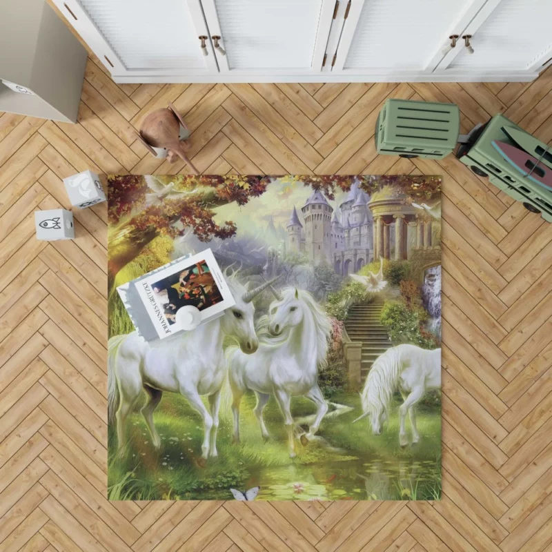 Magical Unicorn Forest Fantasy Wonderland Rug