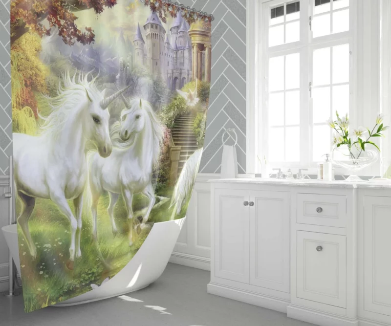 Magical Unicorn Forest Fantasy Wonderland Shower Curtain 1