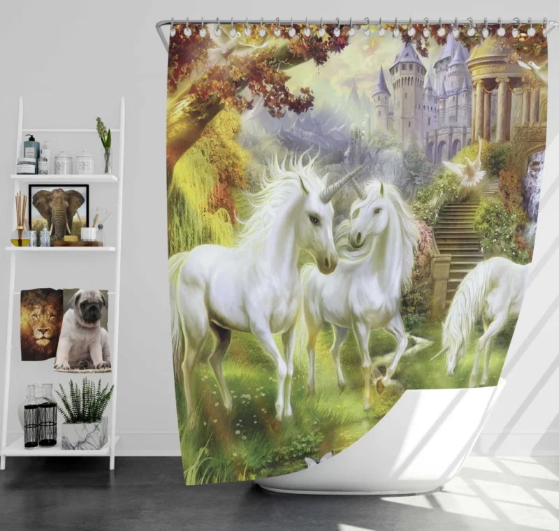 Magical Unicorn Forest Fantasy Wonderland Shower Curtain