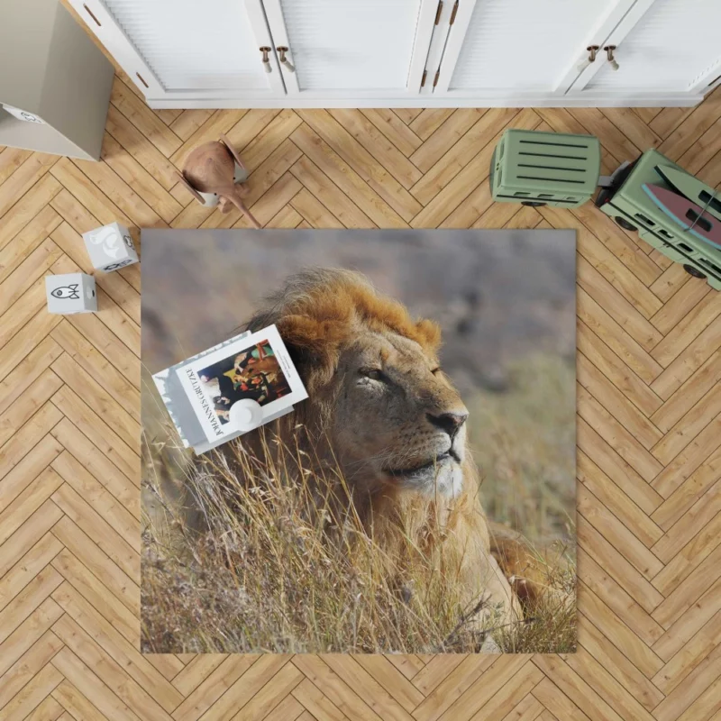 Majestic African Lion in the Wild Rug