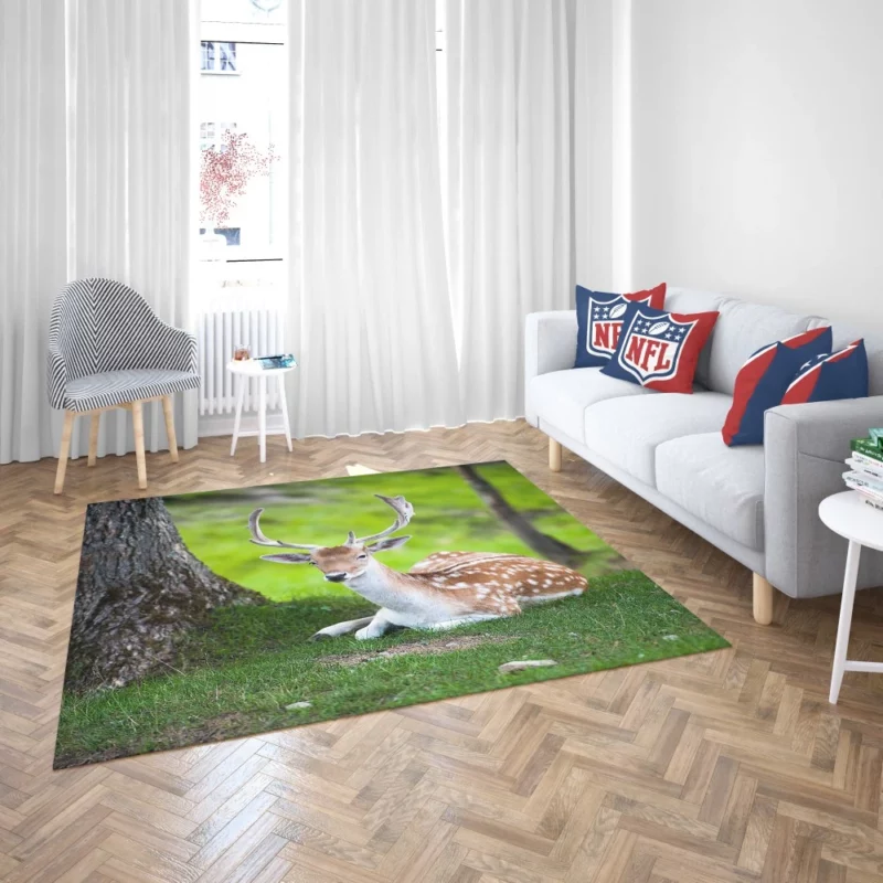 Majestic Deer Forest Vibrant Rug 2