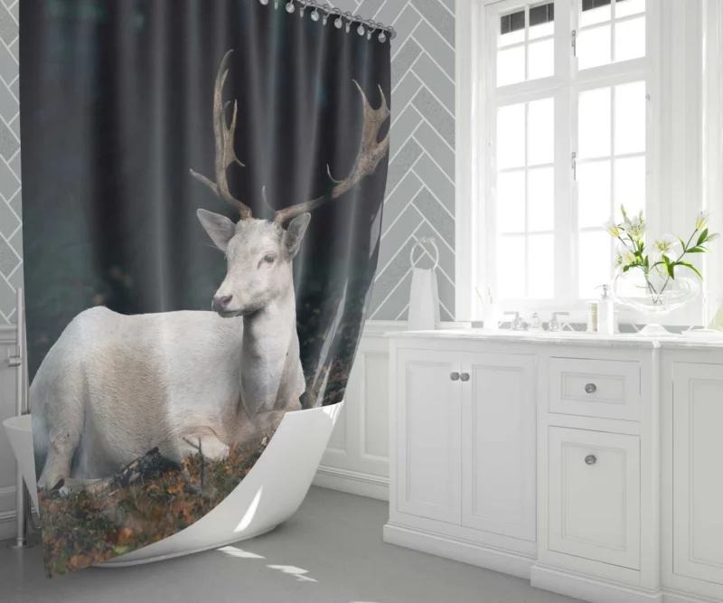 Majestic Deer with Impressive Horns Shower Curtain 1