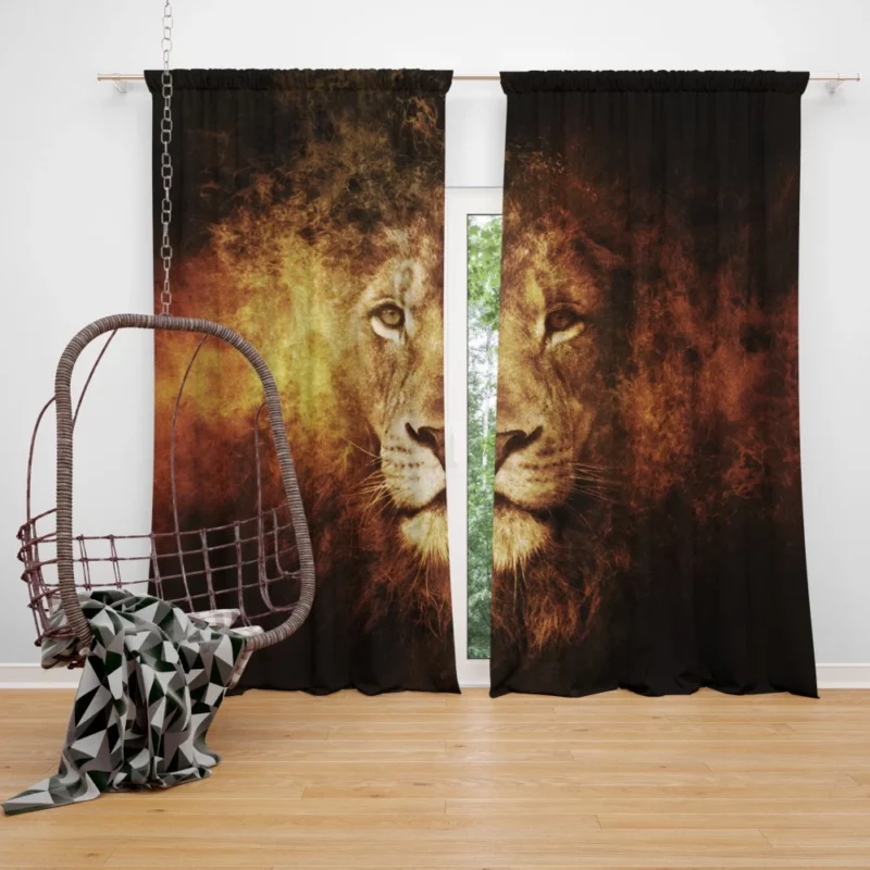 Majestic Dominance Lion Regal Rule Curtain