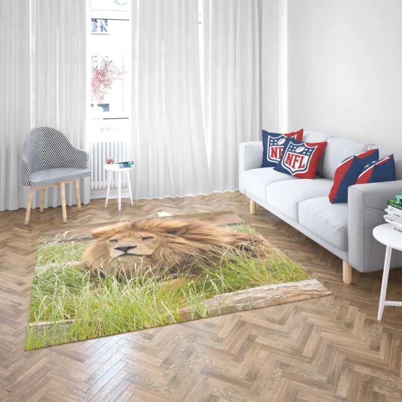 Majestic Lion Amidst Grassland Rug 2