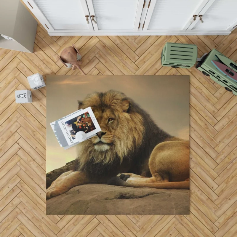 Majestic Lion Intense Gaze Rug