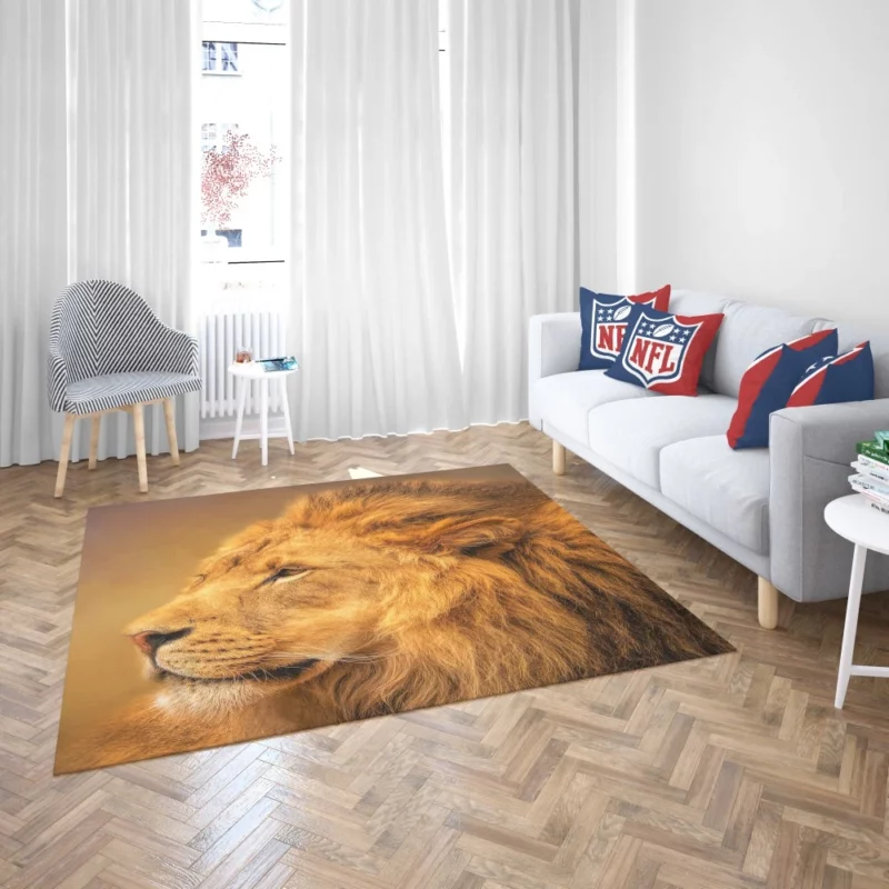 Majestic Male Lion Regal Gaze Rug 2