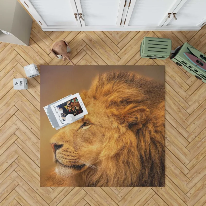 Majestic Male Lion Regal Gaze Rug