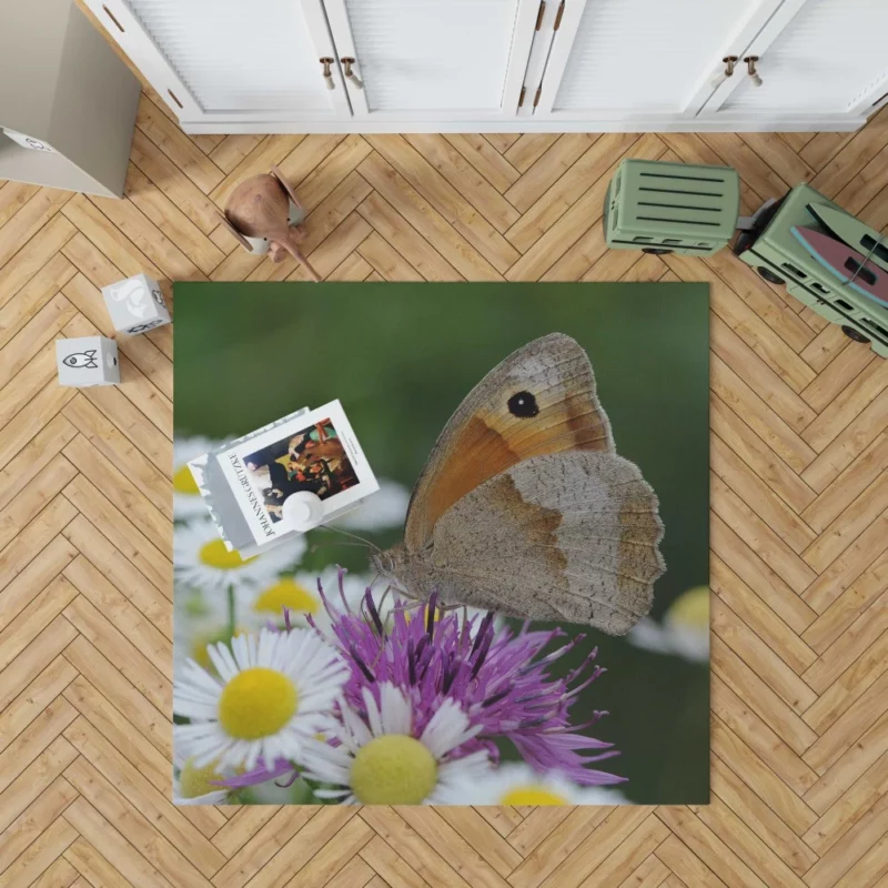 Majestic Meadow Brown Butterfly Rug