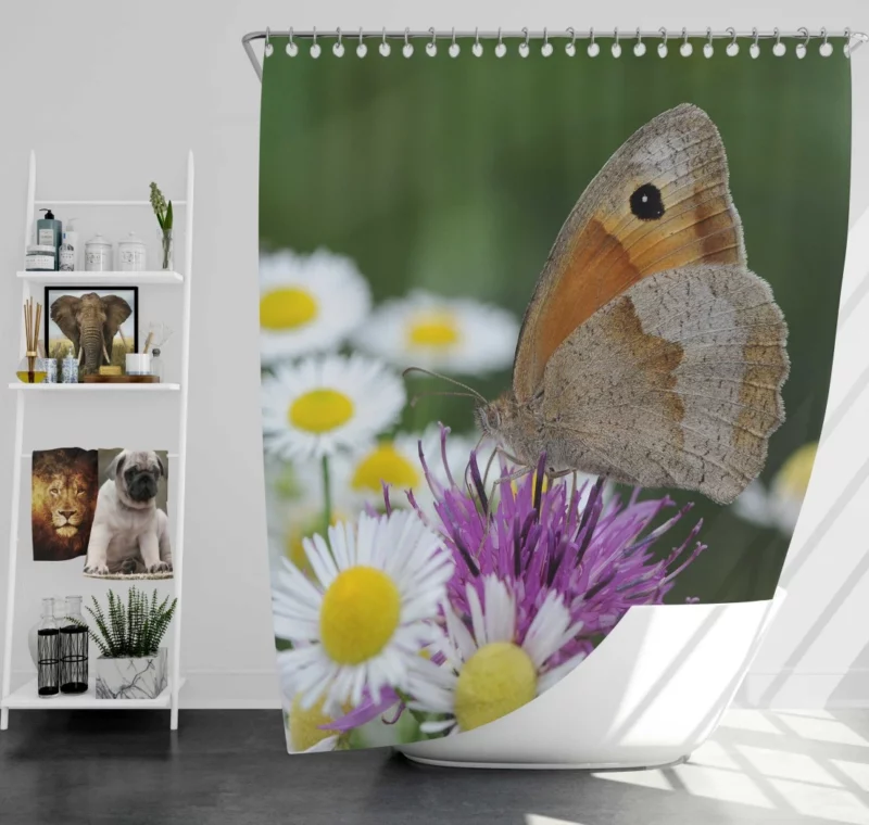 Majestic Meadow Brown Butterfly Shower Curtain