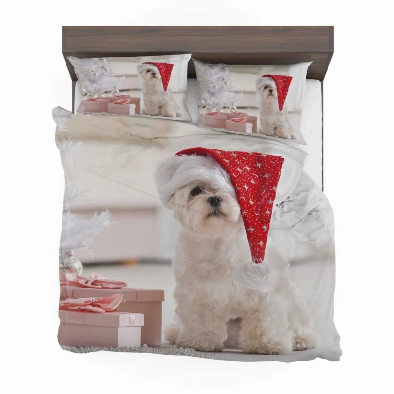 Maltese Christmas Tree Delight Bedding Set 1