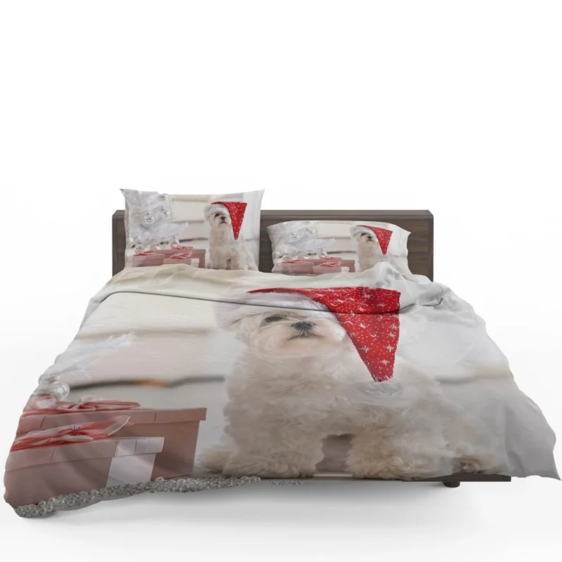 Maltese Christmas Tree Delight Bedding Set