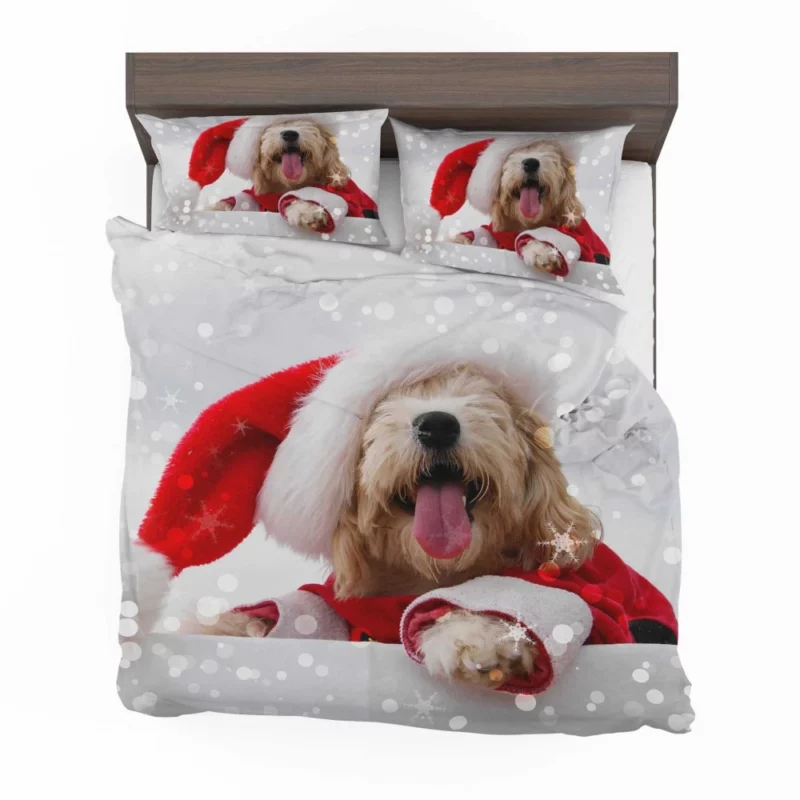 Maltese Santa Hat Bokeh Delight Bedding Set 1