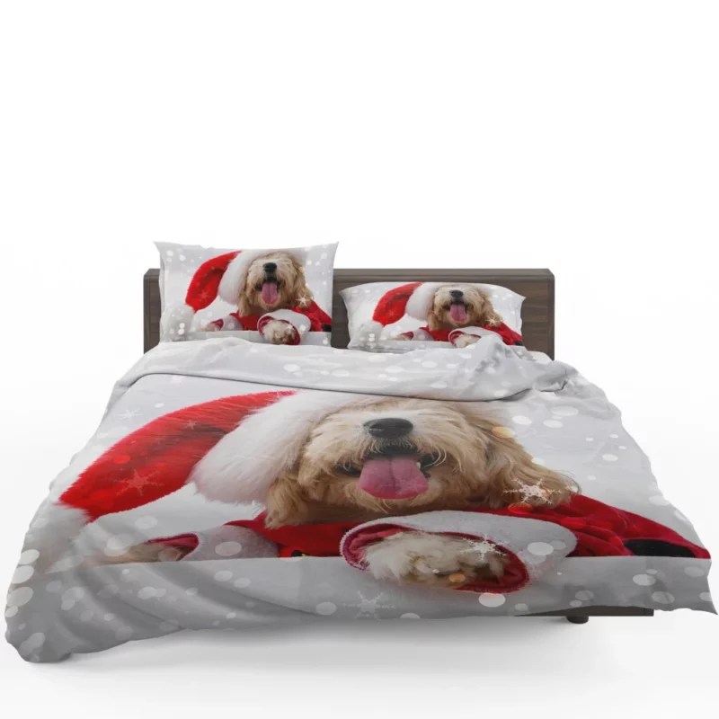 Maltese Santa Hat Bokeh Delight Bedding Set