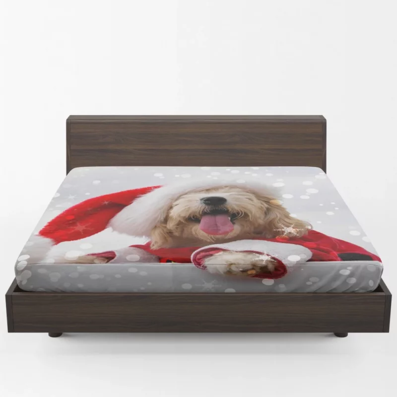 Maltese Santa Hat Bokeh Delight Fitted Sheet