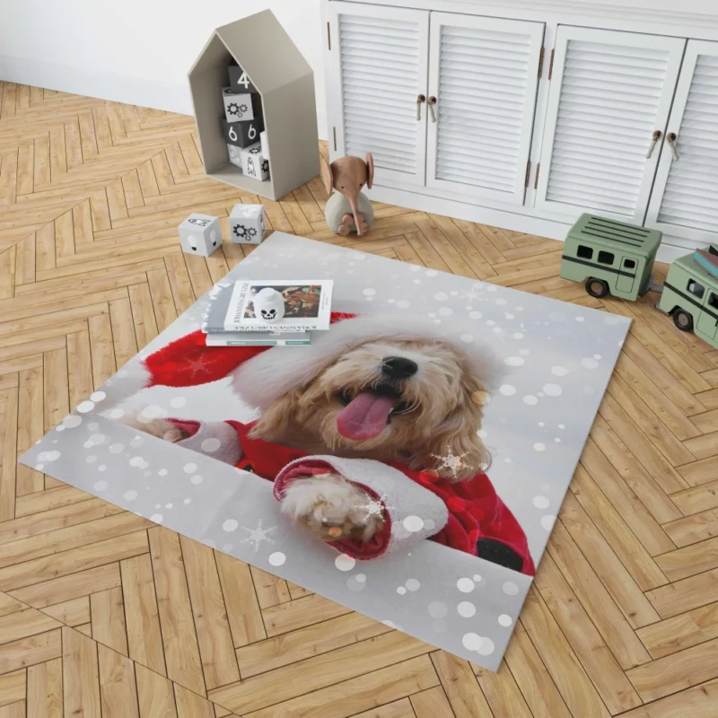 Maltese Santa Hat Bokeh Delight Rug 1