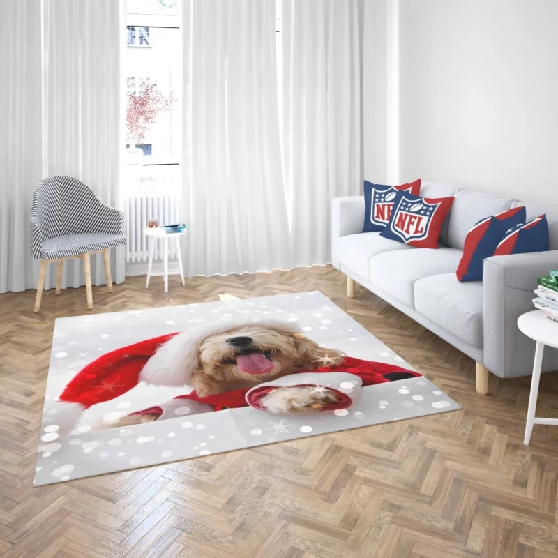 Maltese Santa Hat Bokeh Delight Rug 2