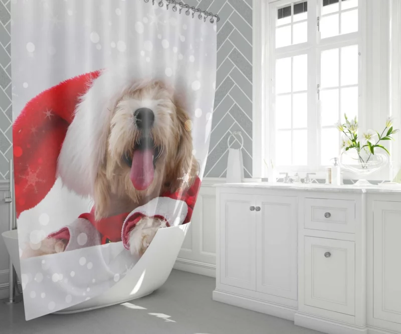 Maltese Santa Hat Bokeh Delight Shower Curtain 1