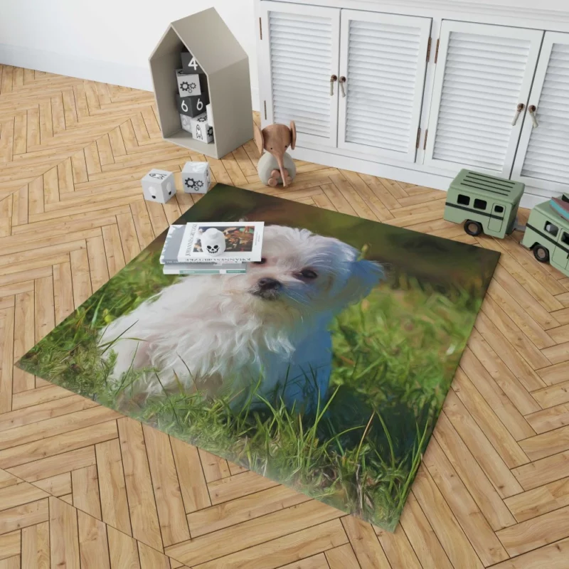 Maltese in Oil Paint Filter Artistic Whimsy Rug 1