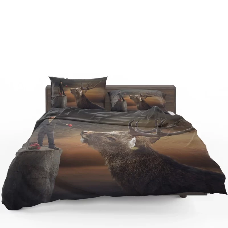 Man with Top Hat & Deer Mystical Charm Bedding Set