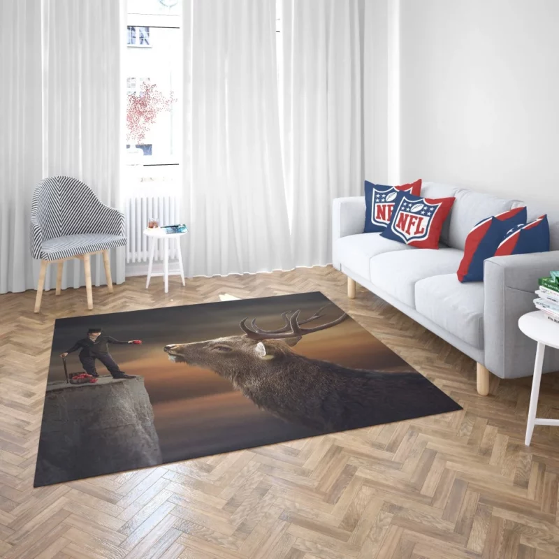 Man with Top Hat & Deer Mystical Charm Rug 2