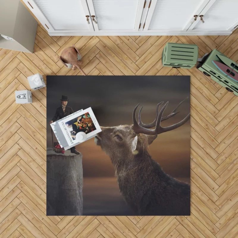 Man with Top Hat & Deer Mystical Charm Rug