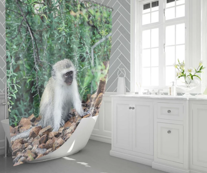 Mischievous Monkey Jungle Adventure Shower Curtain 1