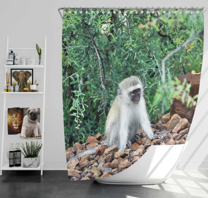 Mischievous Monkey Jungle Adventure Shower Curtain