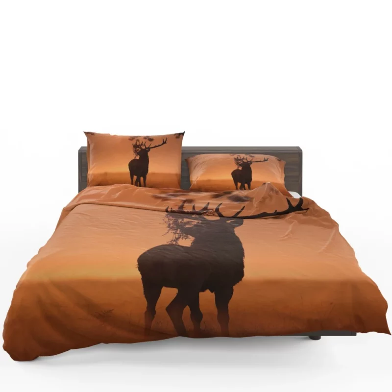 Misty Deer Silhouette Ethereal Elegance Bedding Set