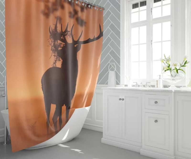 Misty Deer Silhouette Ethereal Elegance Shower Curtain 1