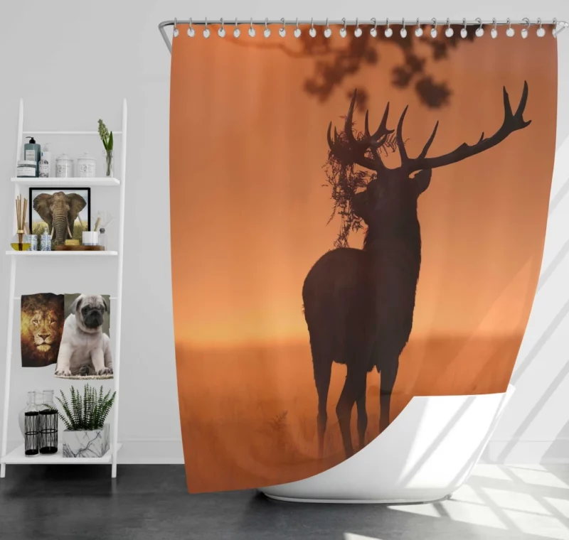 Misty Deer Silhouette Ethereal Elegance Shower Curtain