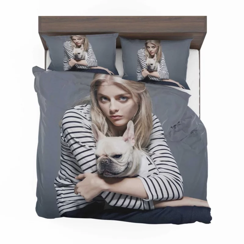 Model with Blue Eyes and Bulldog Stylish Duo Bedding Set 1